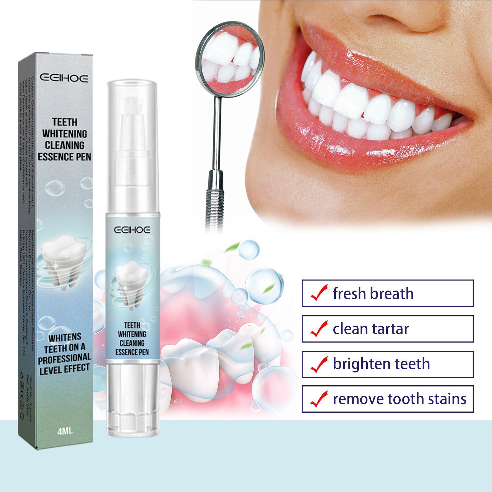EELHOE-Dentes Whitening Pen, D - Whitening Pen Bleach avaliação e preço